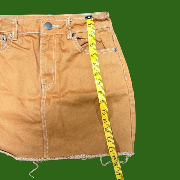 Forever 21 Raw Hem Tan Denim Mini Skirt (Size M) - Picture 7 of 9